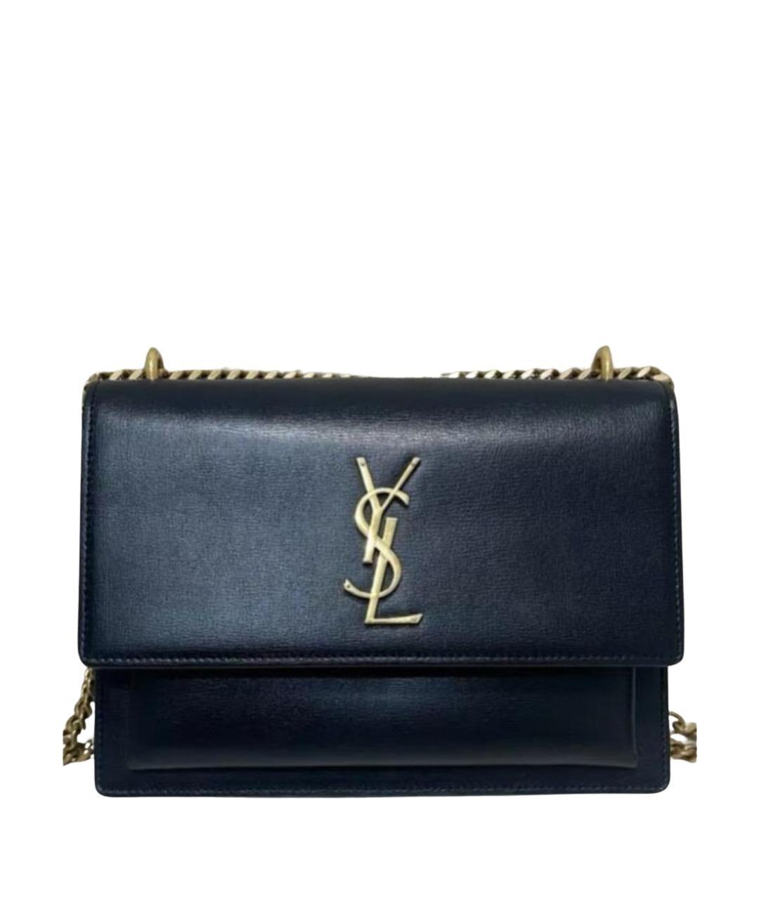 SAINT LAURENT Черная кожаная сумка через плечо, фото 1