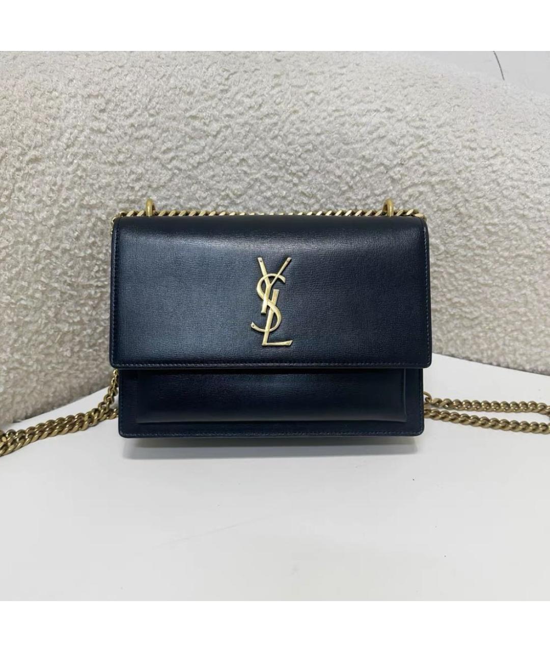 SAINT LAURENT Черная кожаная сумка через плечо, фото 2