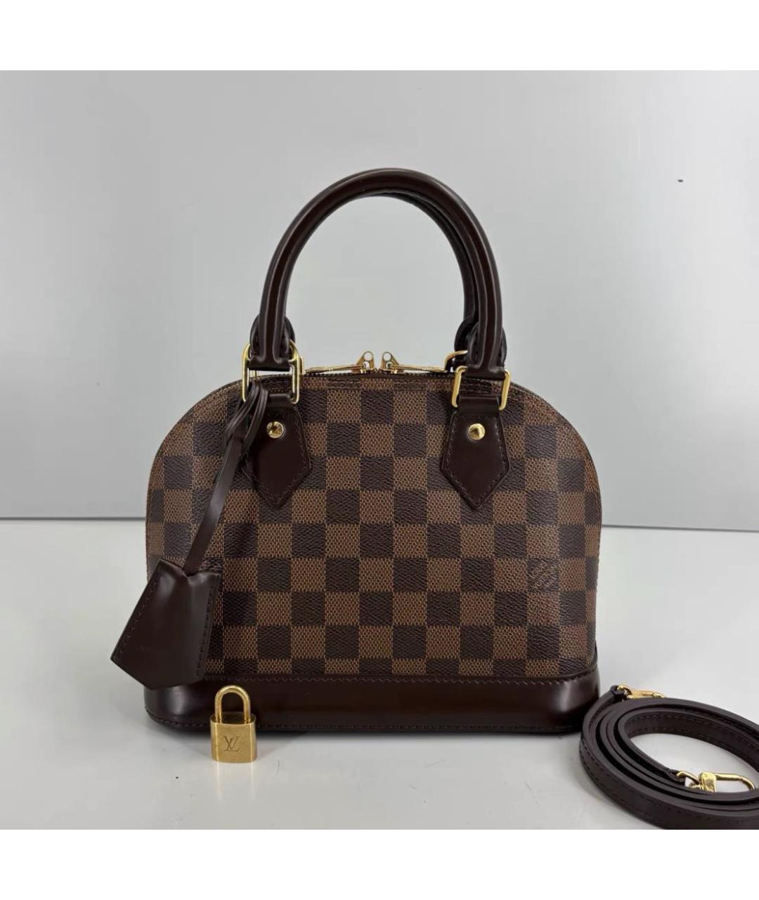 LOUIS VUITTON Коричневая сумка с короткими ручками из канвы, фото 2