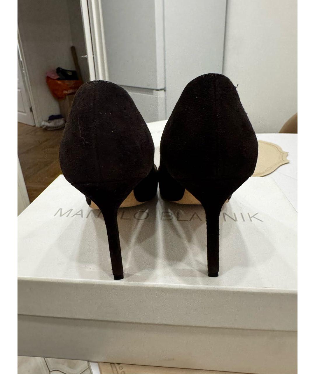 MANOLO BLAHNIK Коричневые замшевые туфли, фото 4
