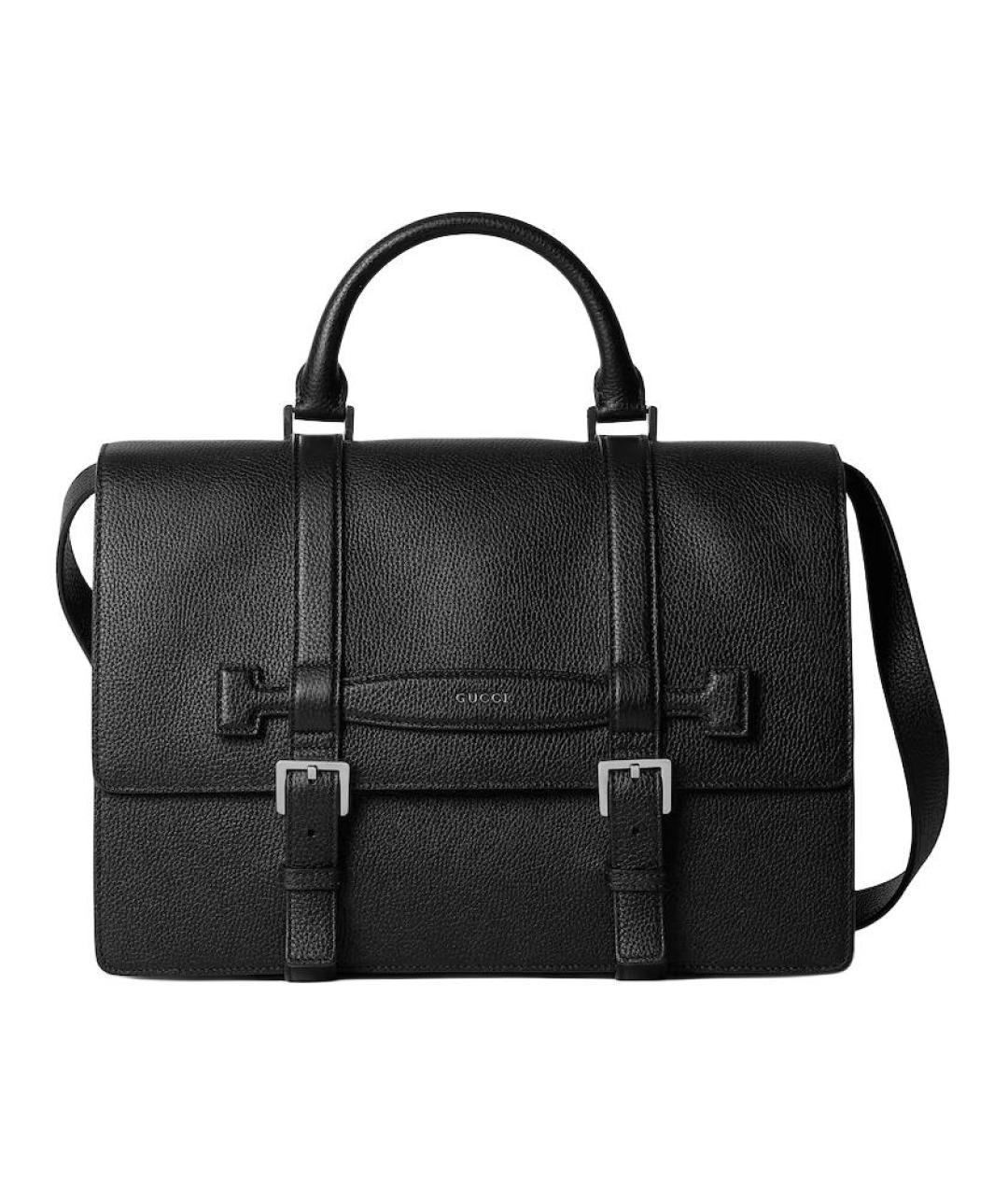 GUCCI Черный кожаный портфель, фото 1
