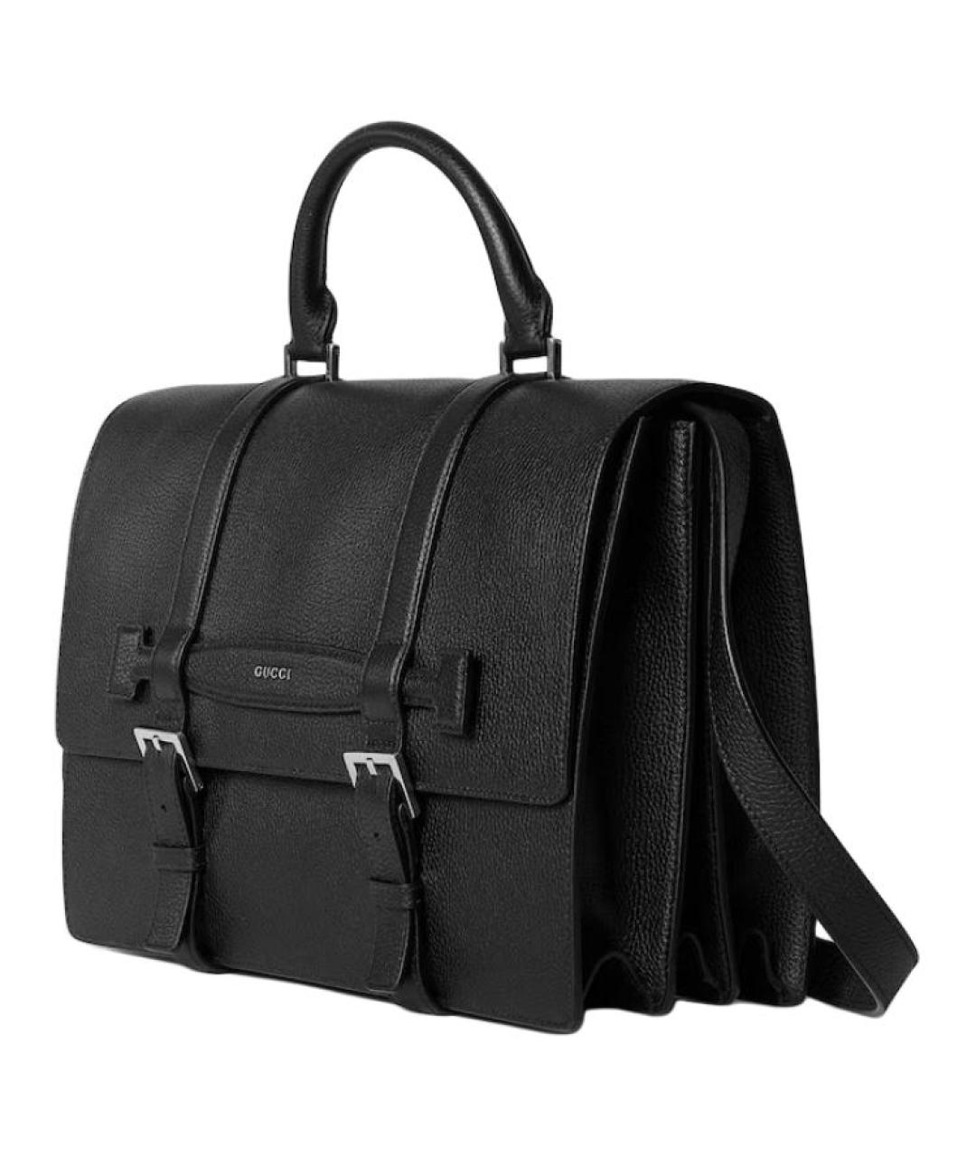 GUCCI Черный кожаный портфель, фото 2