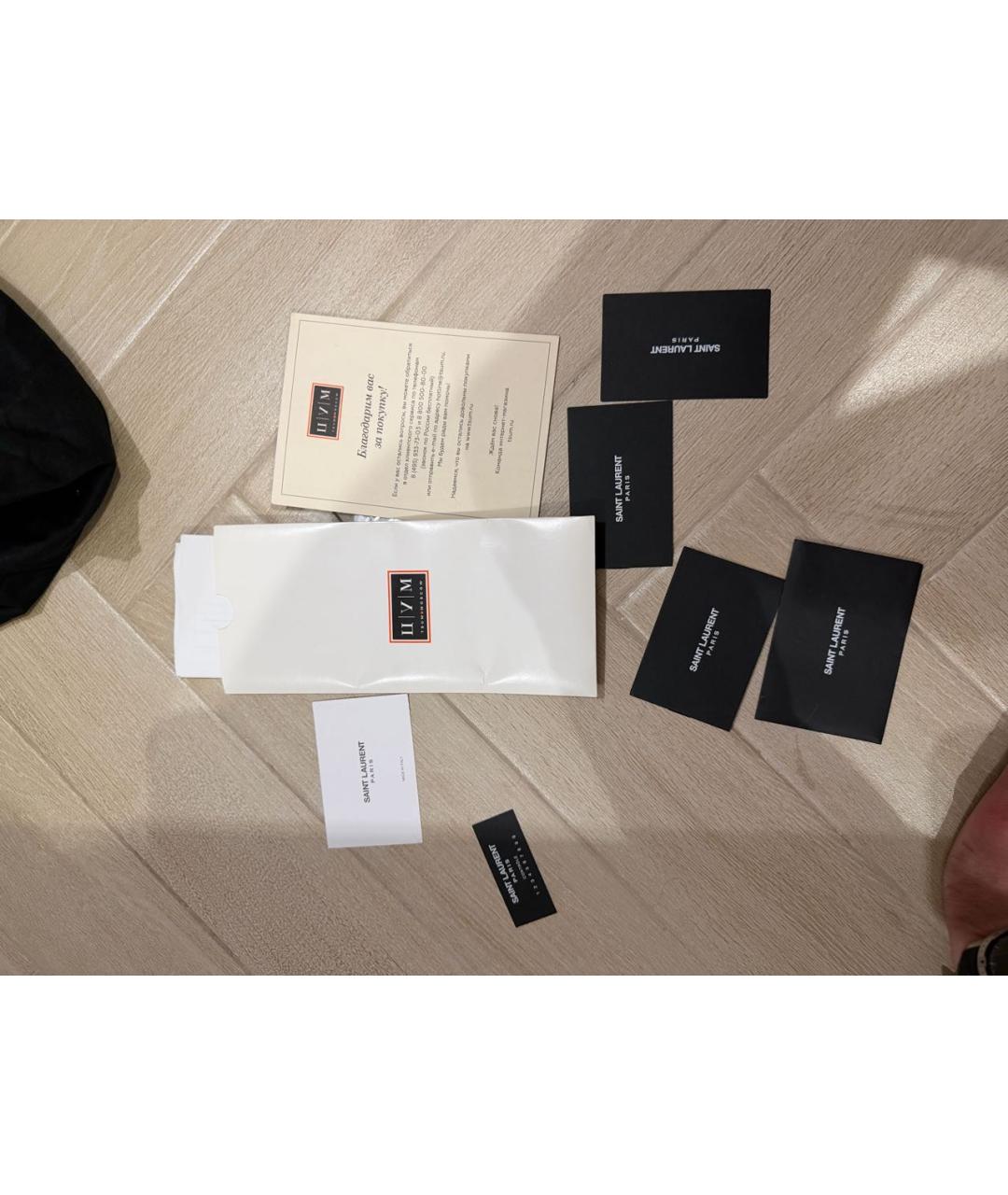 SAINT LAURENT Черная кожаная барсетка, фото 6