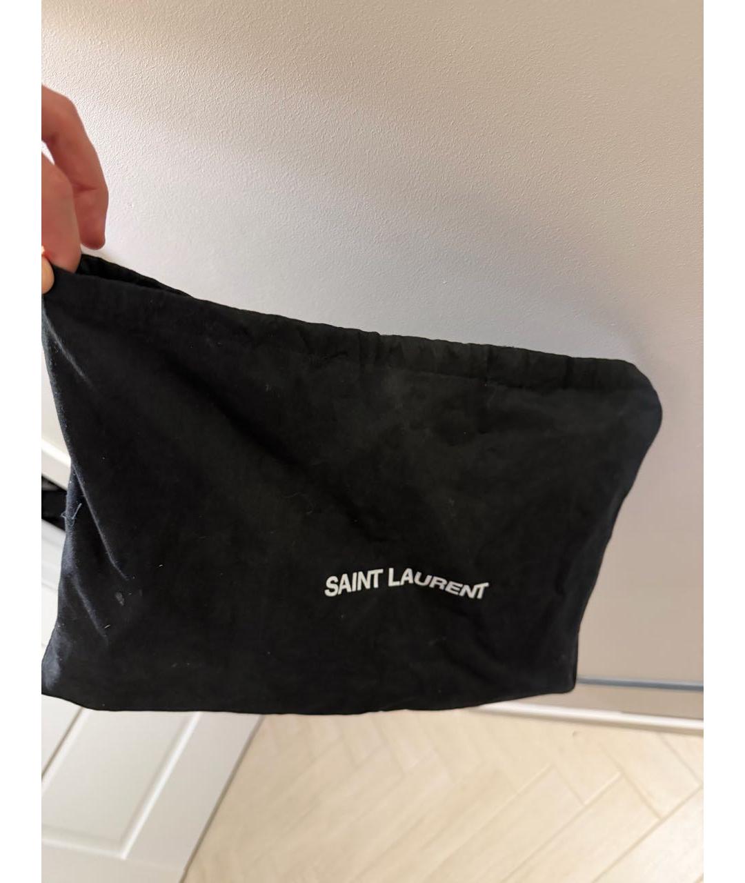 SAINT LAURENT Черная кожаная барсетка, фото 5