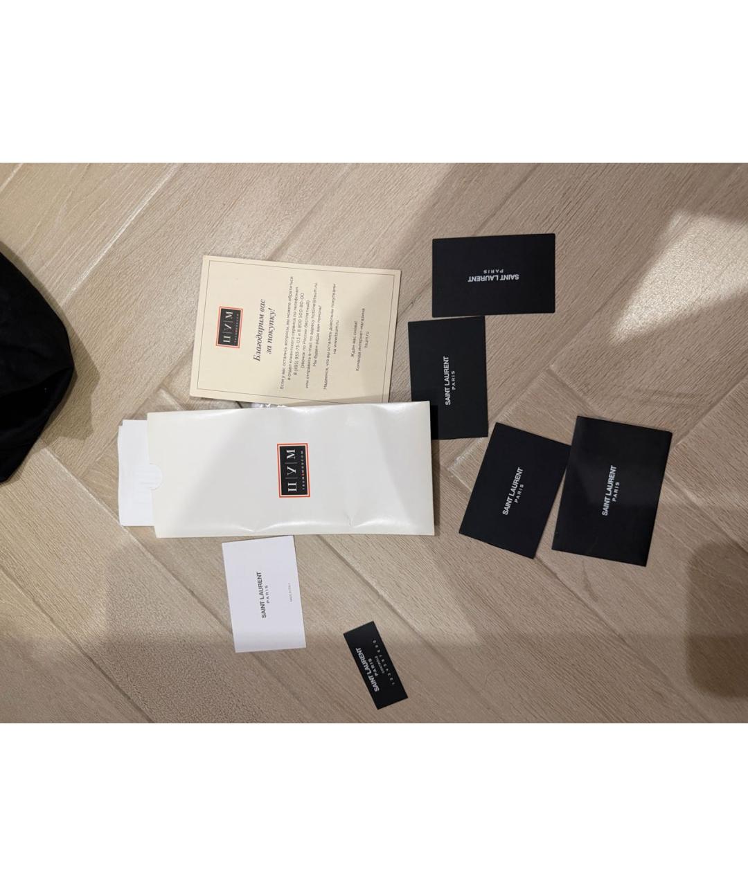 SAINT LAURENT Черная кожаная барсетка, фото 7