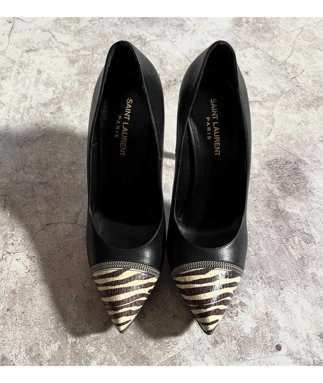 SAINT LAURENT Черные кожаные туфли, фото 2