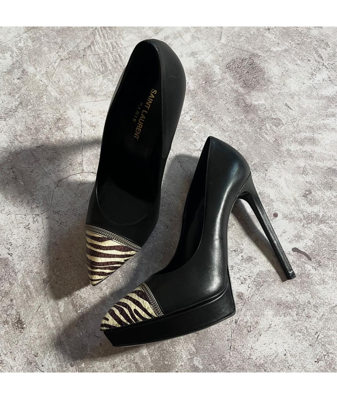 SAINT LAURENT Черные кожаные туфли, фото 6