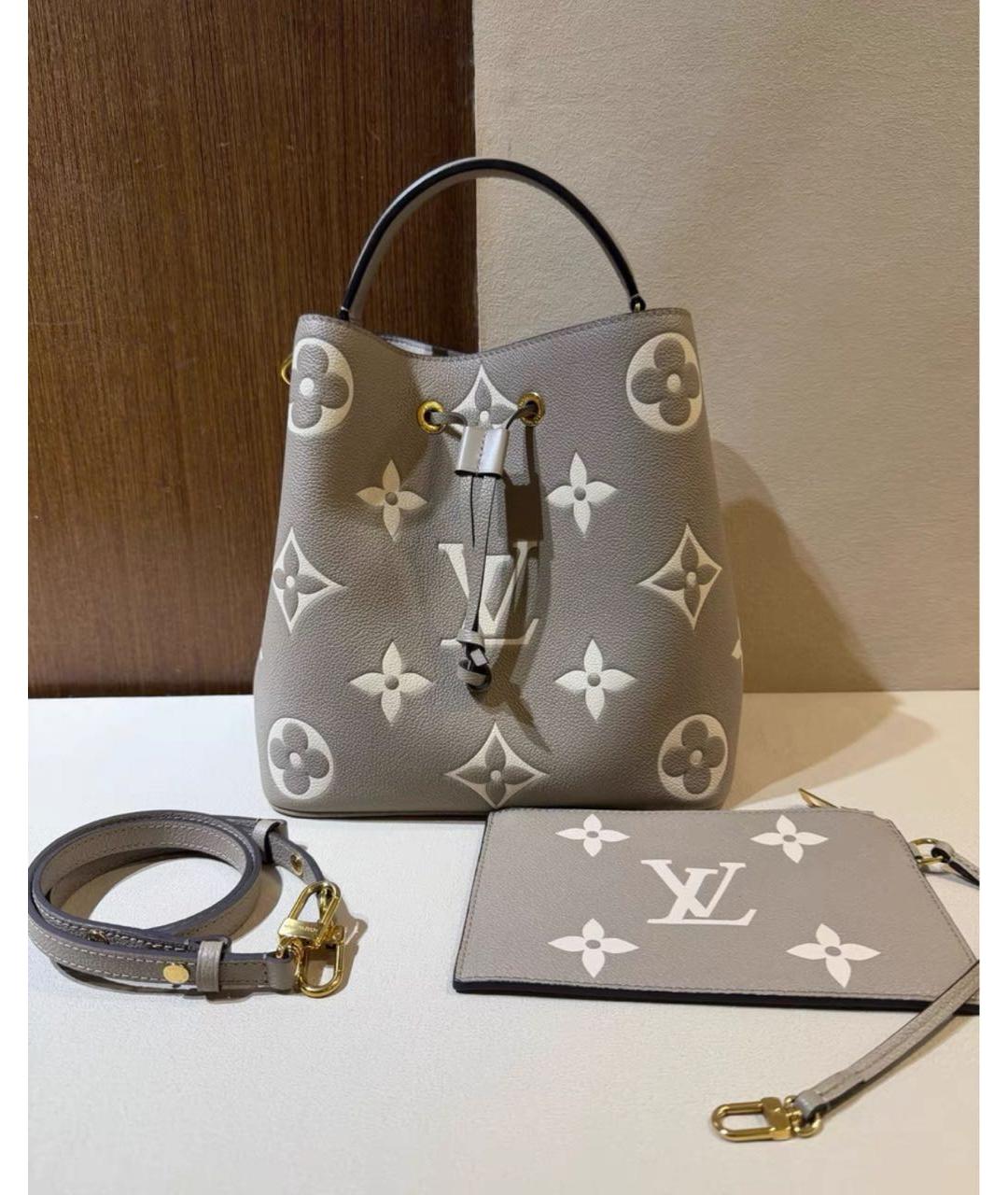 LOUIS VUITTON Бежевая кожаная сумка с короткими ручками, фото 8