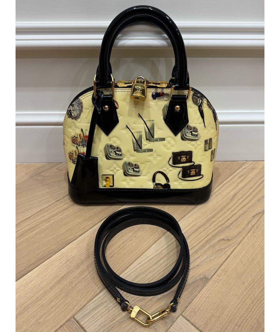 LOUIS VUITTON Бежевая сумка с короткими ручками из лакированной кожи, фото 3