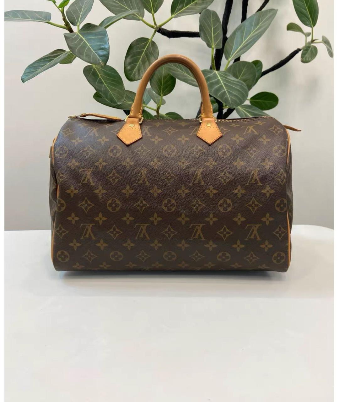 LOUIS VUITTON Коричневая сумка с короткими ручками из канвы, фото 2
