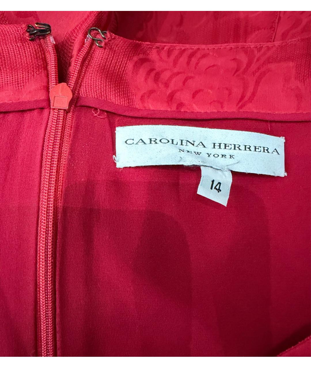 CAROLINA HERRERA Красное шелковое вечернее платье, фото 3