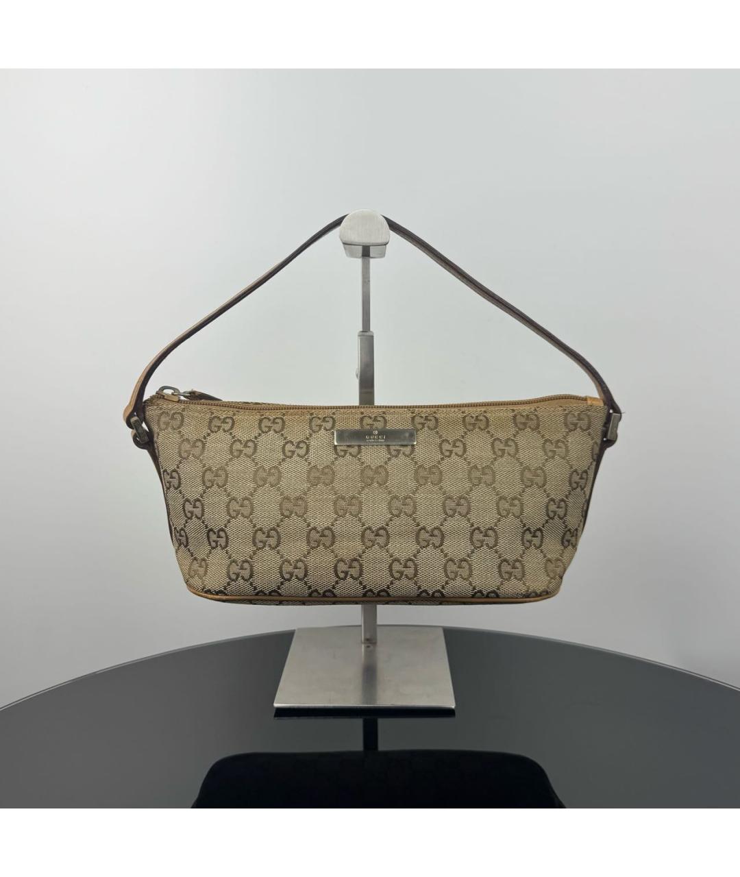 GUCCI Горчичная жаккардовая сумка с короткими ручками, фото 8