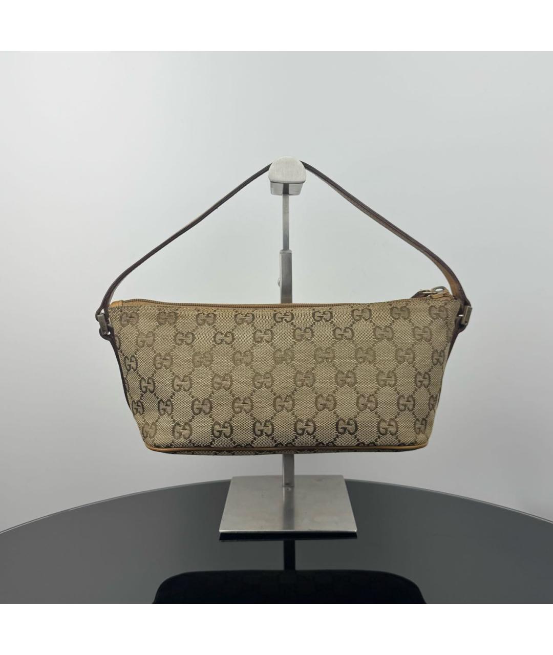 GUCCI Горчичная жаккардовая сумка с короткими ручками, фото 2