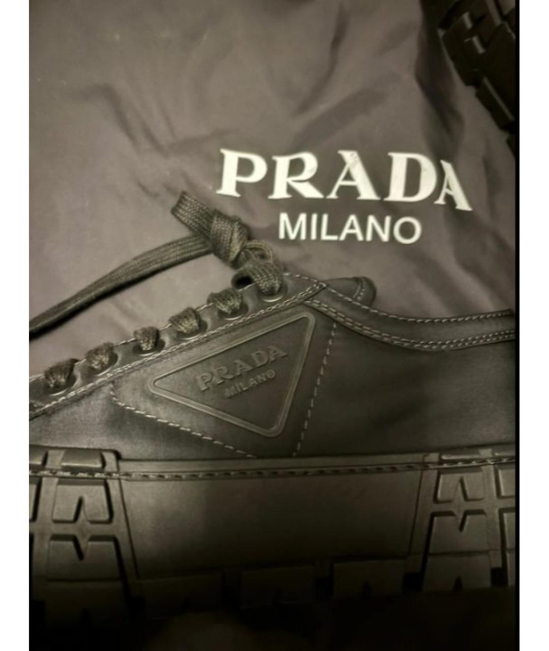 PRADA Черные текстильные кеды, фото 6