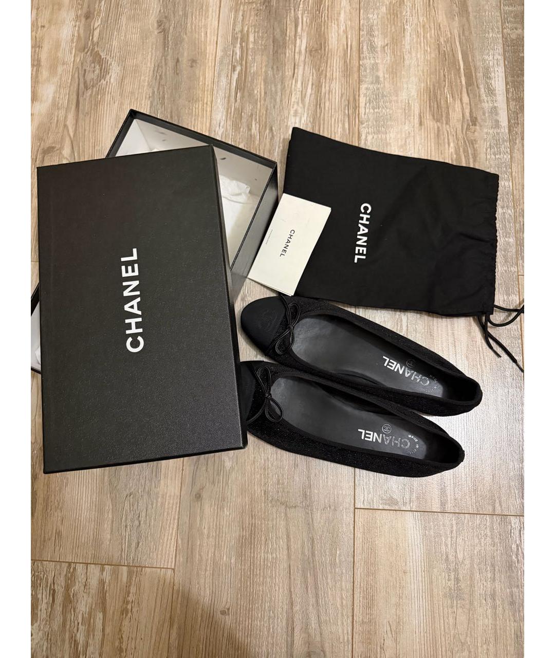 CHANEL Черные текстильные балетки, фото 2