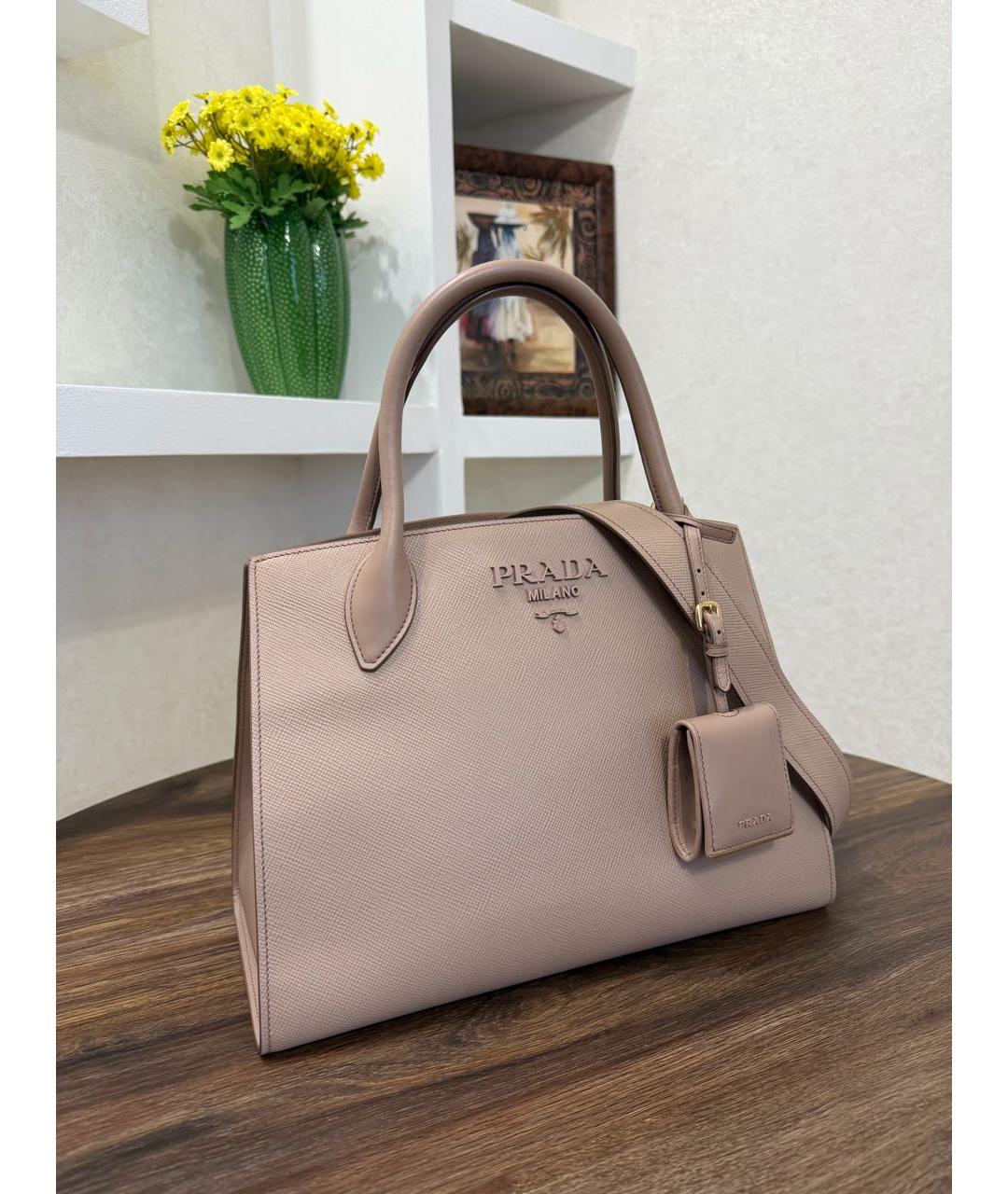 PRADA Бежевая кожаная сумка тоут, фото 3