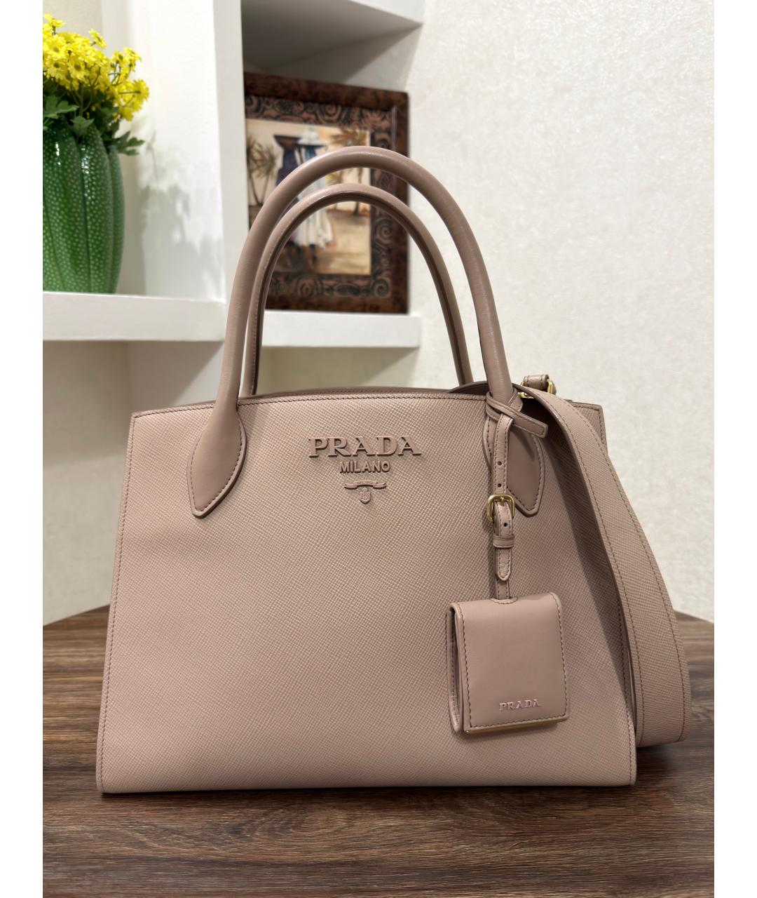 PRADA Бежевая кожаная сумка тоут, фото 2