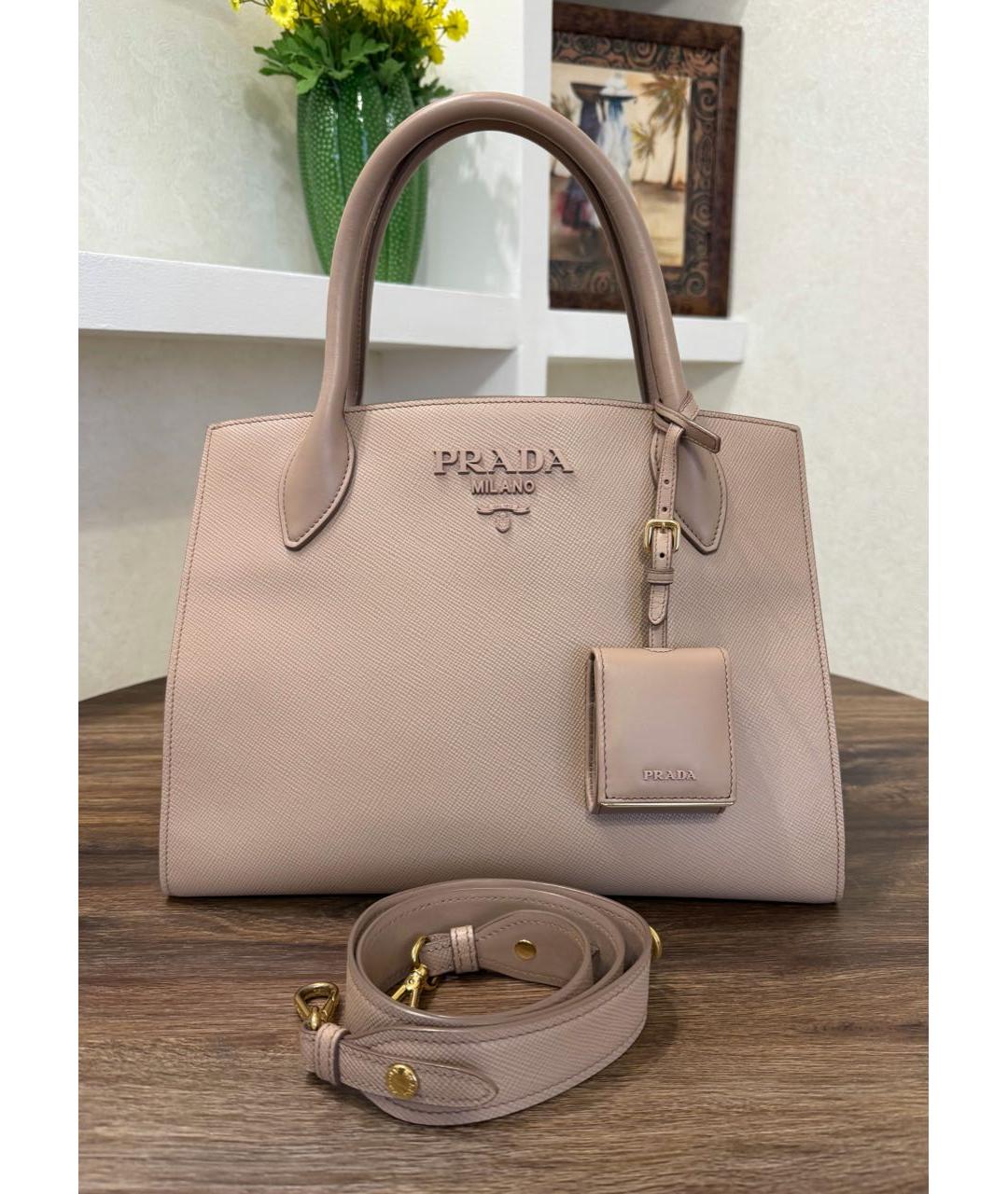 PRADA Бежевая кожаная сумка тоут, фото 2