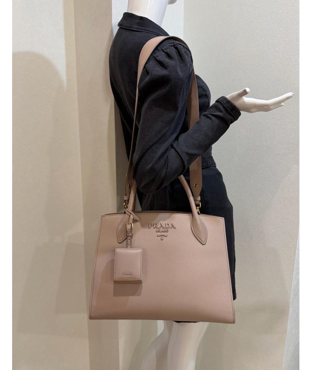 PRADA Бежевая кожаная сумка тоут, фото 5