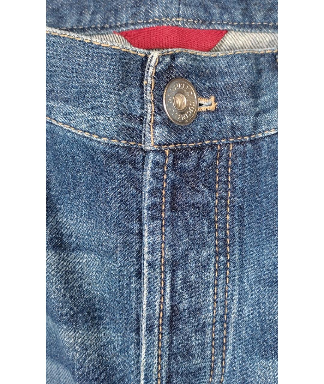 BRUNELLO CUCINELLI Синие хлопковые прямые джинсы, фото 4