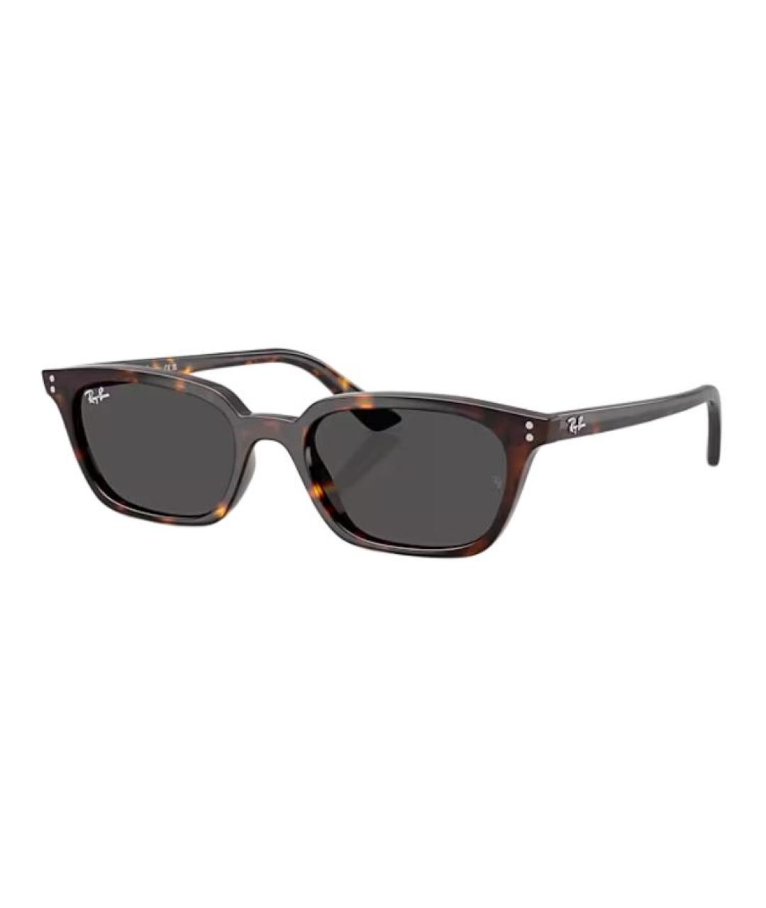 RAY BAN Коричневые пластиковые солнцезащитные очки, фото 6
