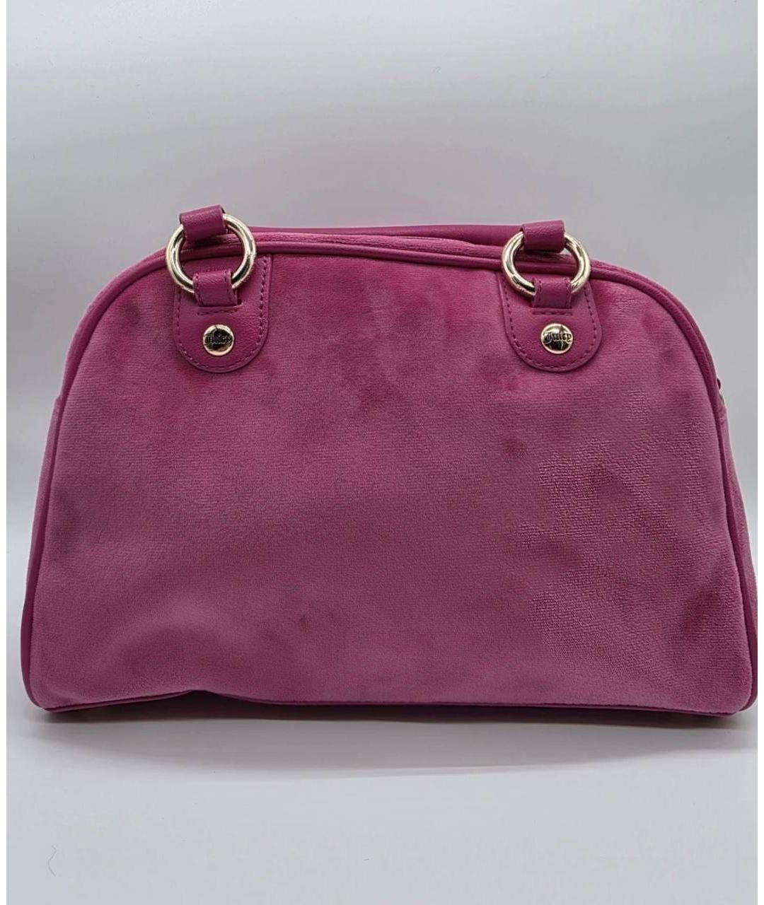JUICY COUTURE Розовая бархатная сумка с короткими ручками, фото 3