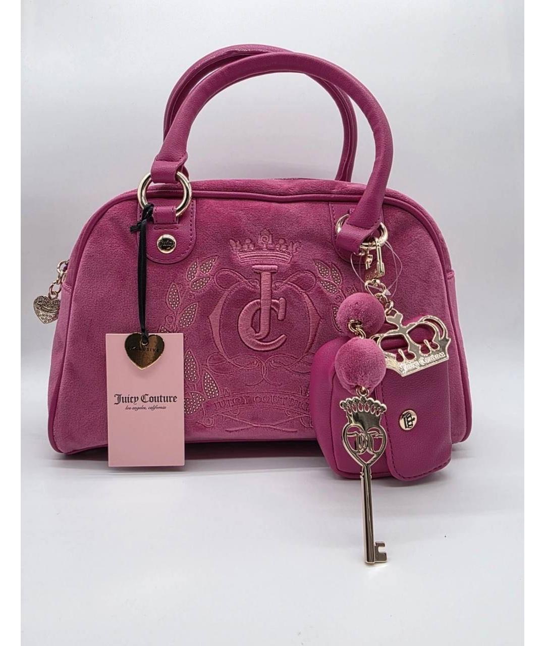 JUICY COUTURE Розовая бархатная сумка с короткими ручками, фото 5