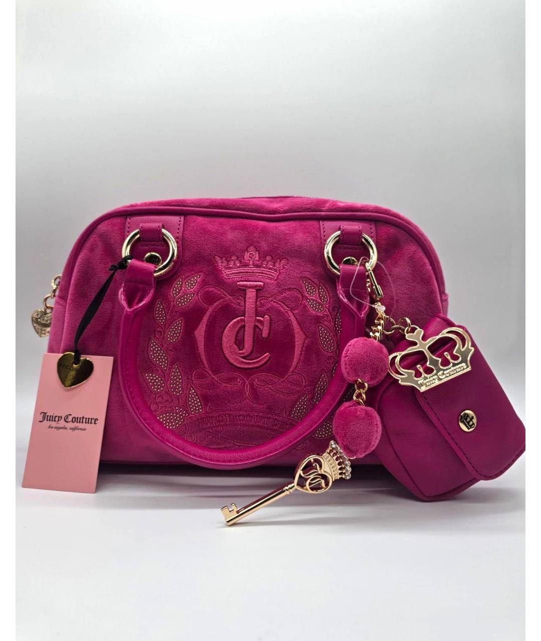 JUICY COUTURE Розовая бархатная сумка с короткими ручками, фото 2