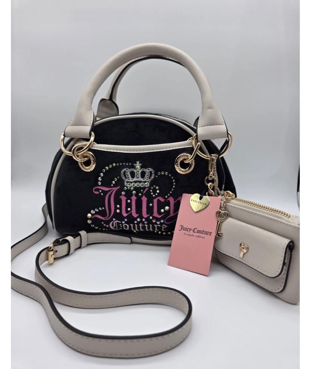 JUICY COUTURE Черная бархатная сумка с короткими ручками, фото 5