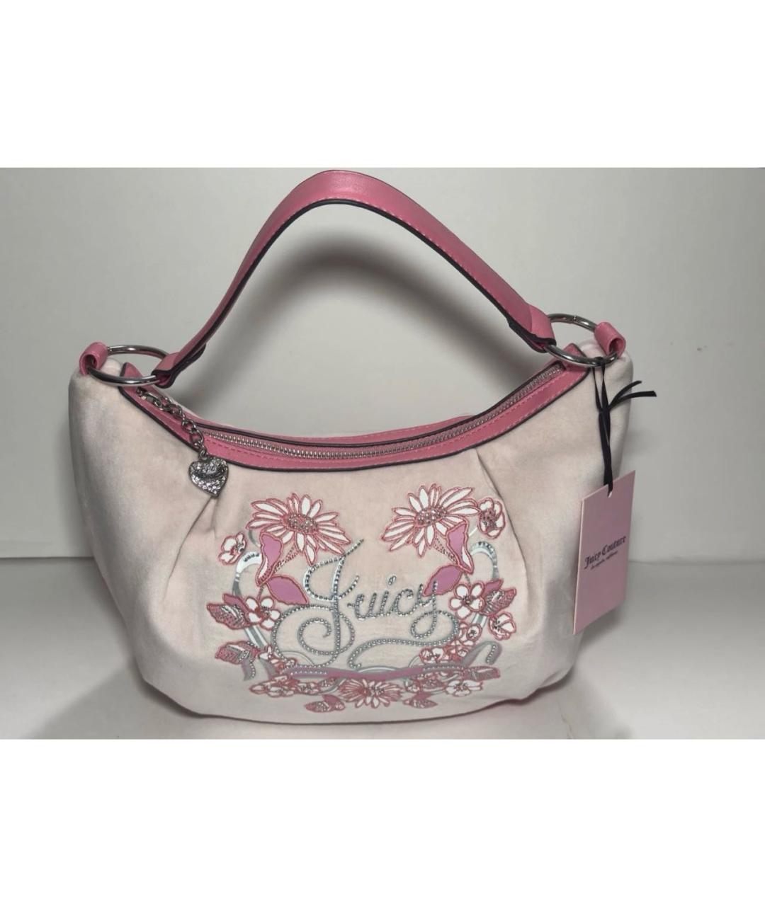 JUICY COUTURE Розовая бархатная сумка с короткими ручками, фото 2