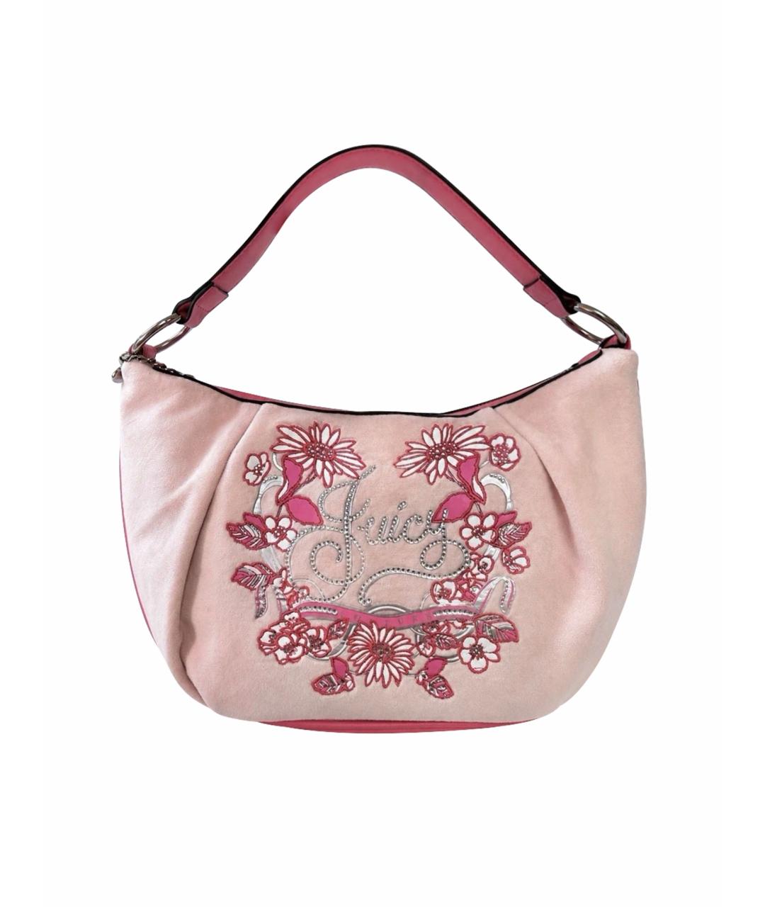 JUICY COUTURE Розовая бархатная сумка с короткими ручками, фото 6