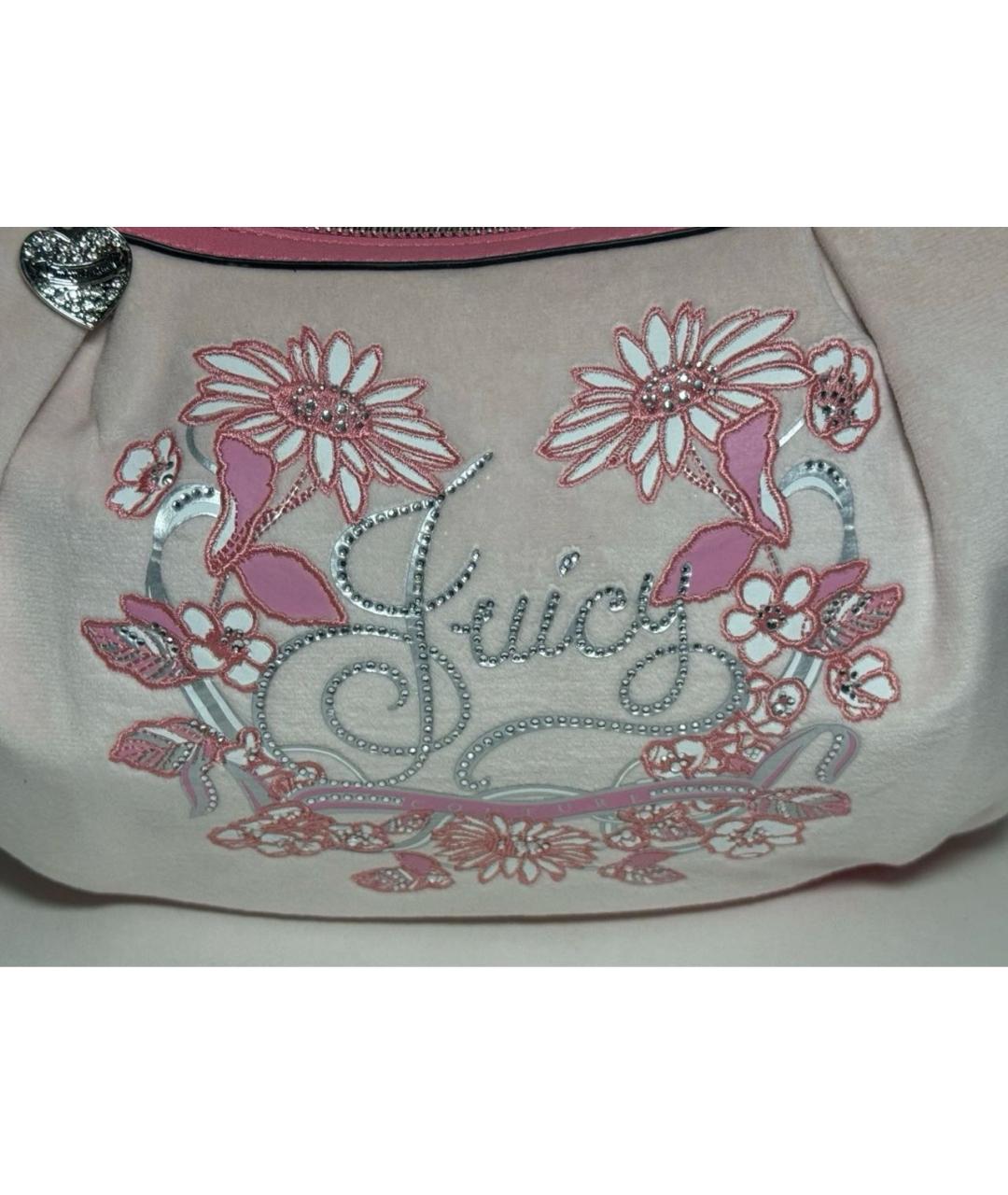 JUICY COUTURE Розовая бархатная сумка с короткими ручками, фото 3