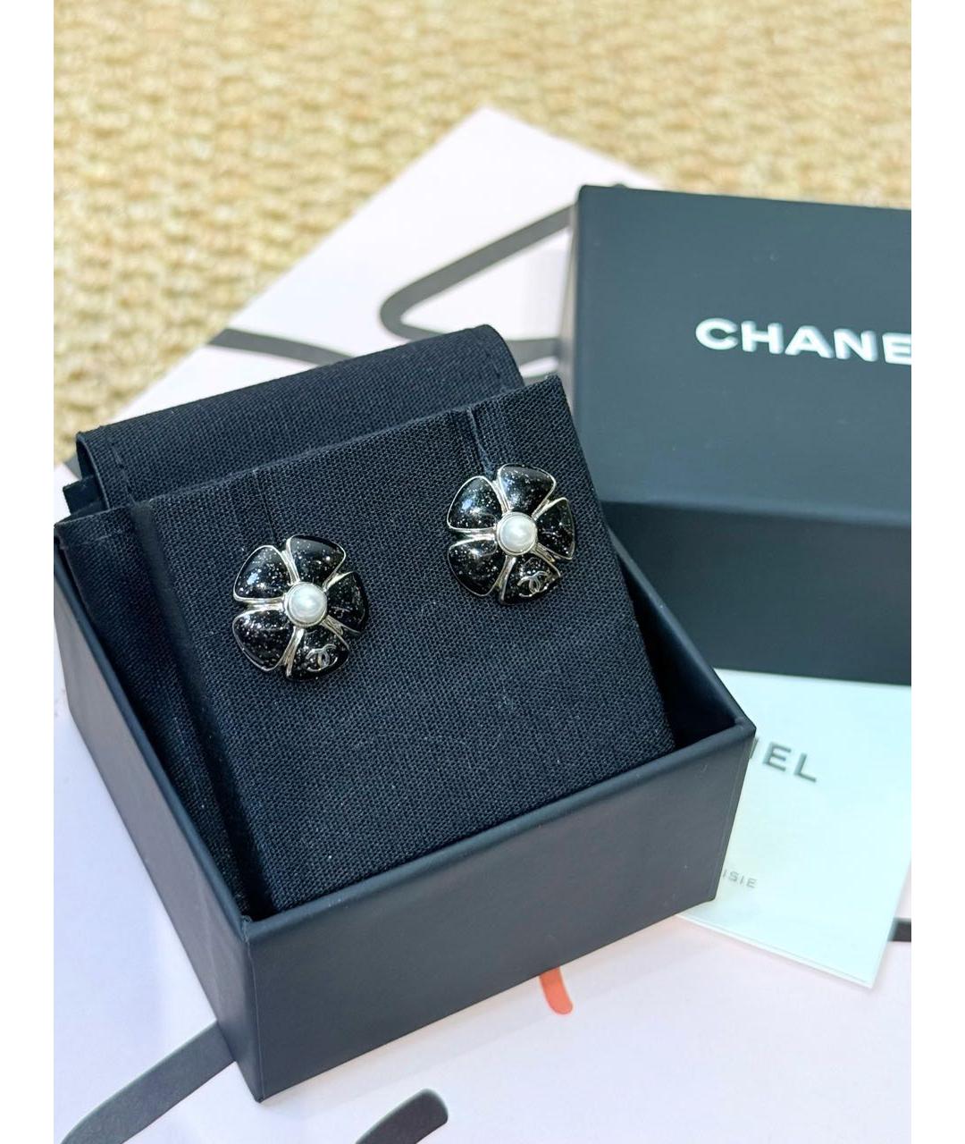 CHANEL Черные металлические серьги, фото 5