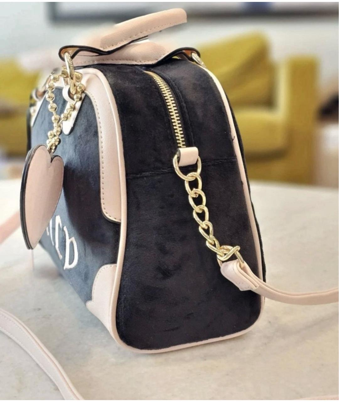 JUICY COUTURE Черная бархатная сумка с короткими ручками, фото 3