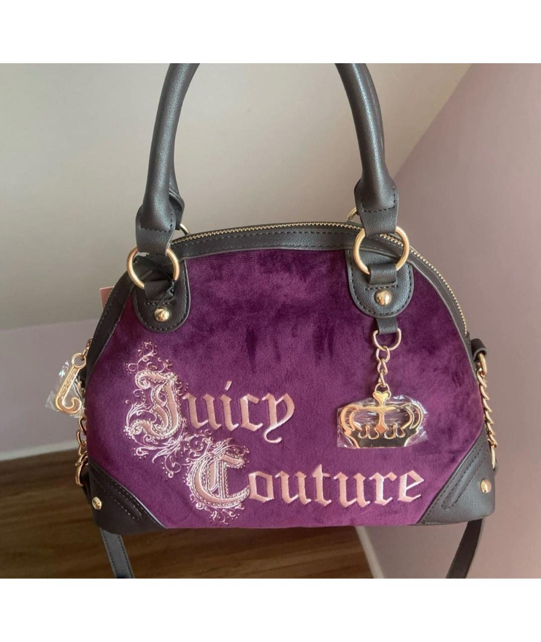 JUICY COUTURE Фиолетовая бархатная сумка с короткими ручками, фото 4