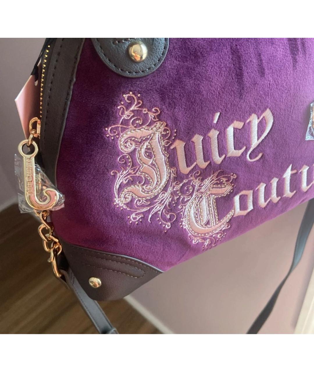JUICY COUTURE Фиолетовая бархатная сумка с короткими ручками, фото 3