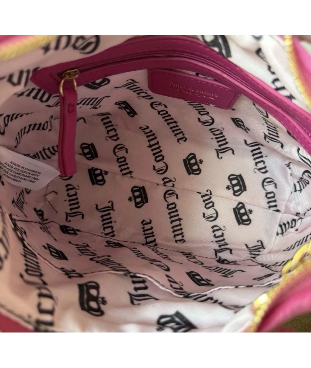 JUICY COUTURE Фуксия бархатная сумка через плечо, фото 4