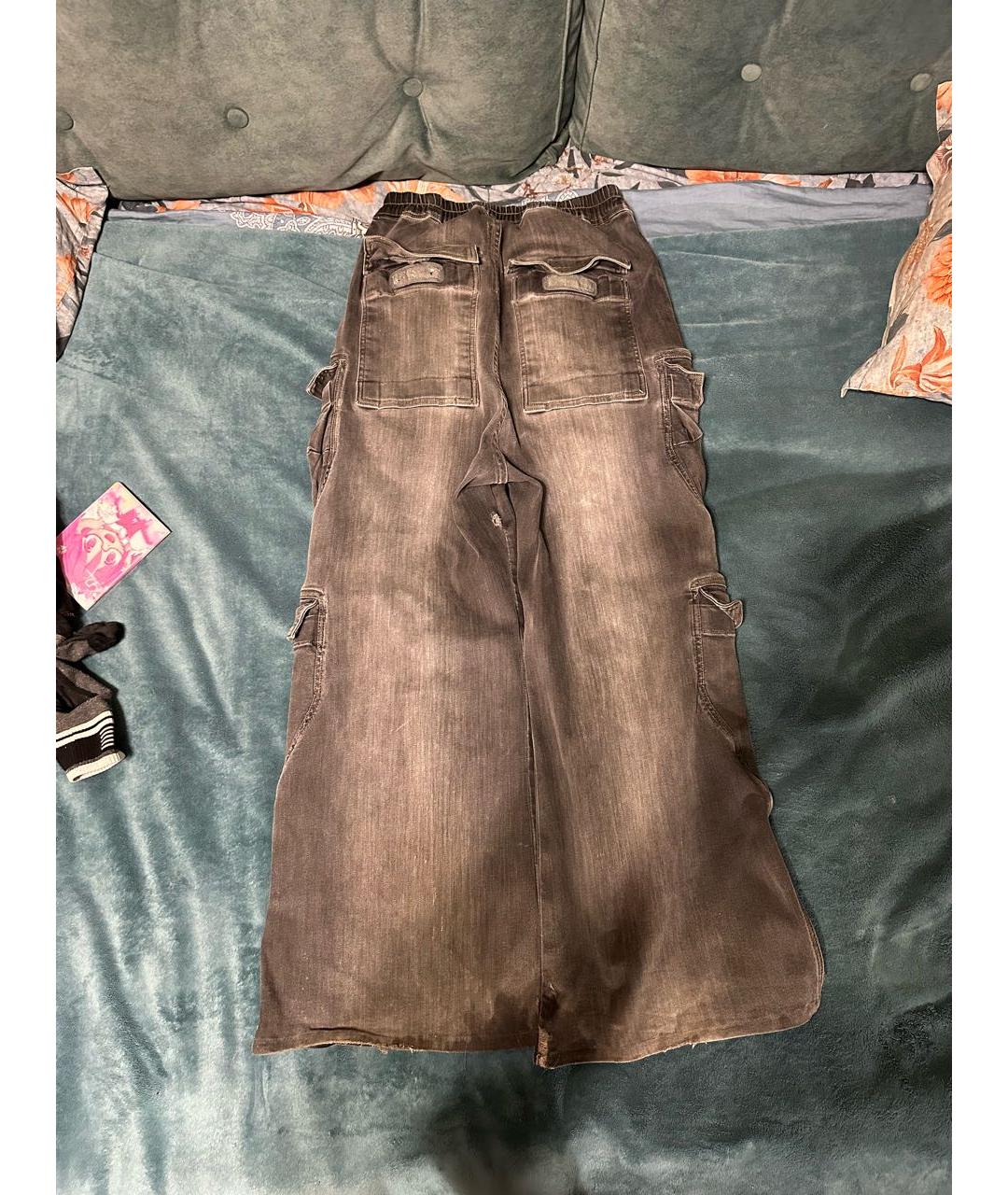 RICK OWENS DRKSHDW Серые хлопко-кашемировые прямые джинсы, фото 2