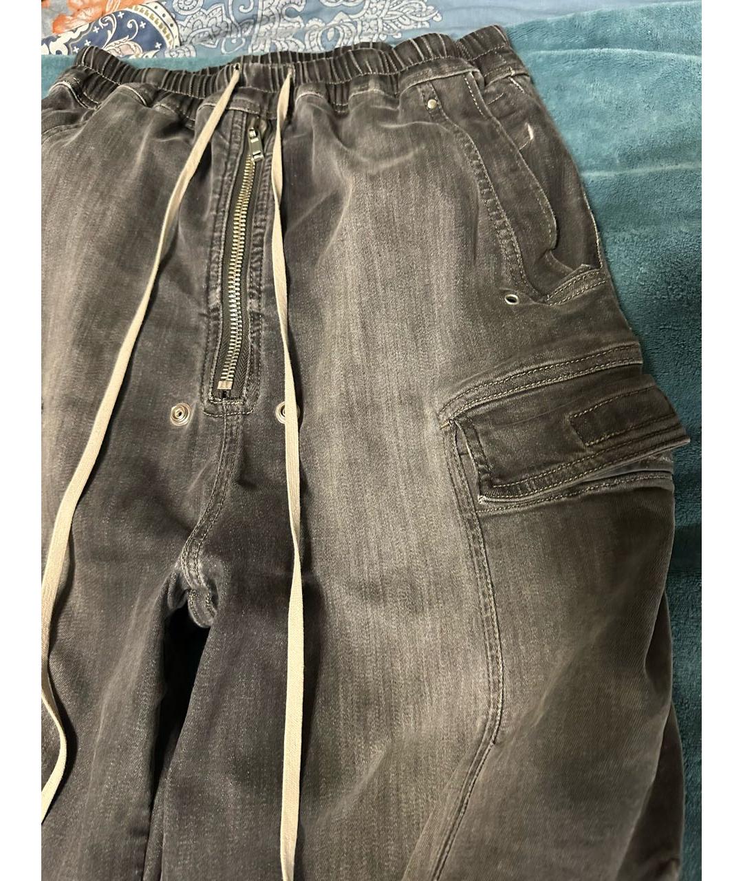 RICK OWENS DRKSHDW Серые хлопко-кашемировые прямые джинсы, фото 3
