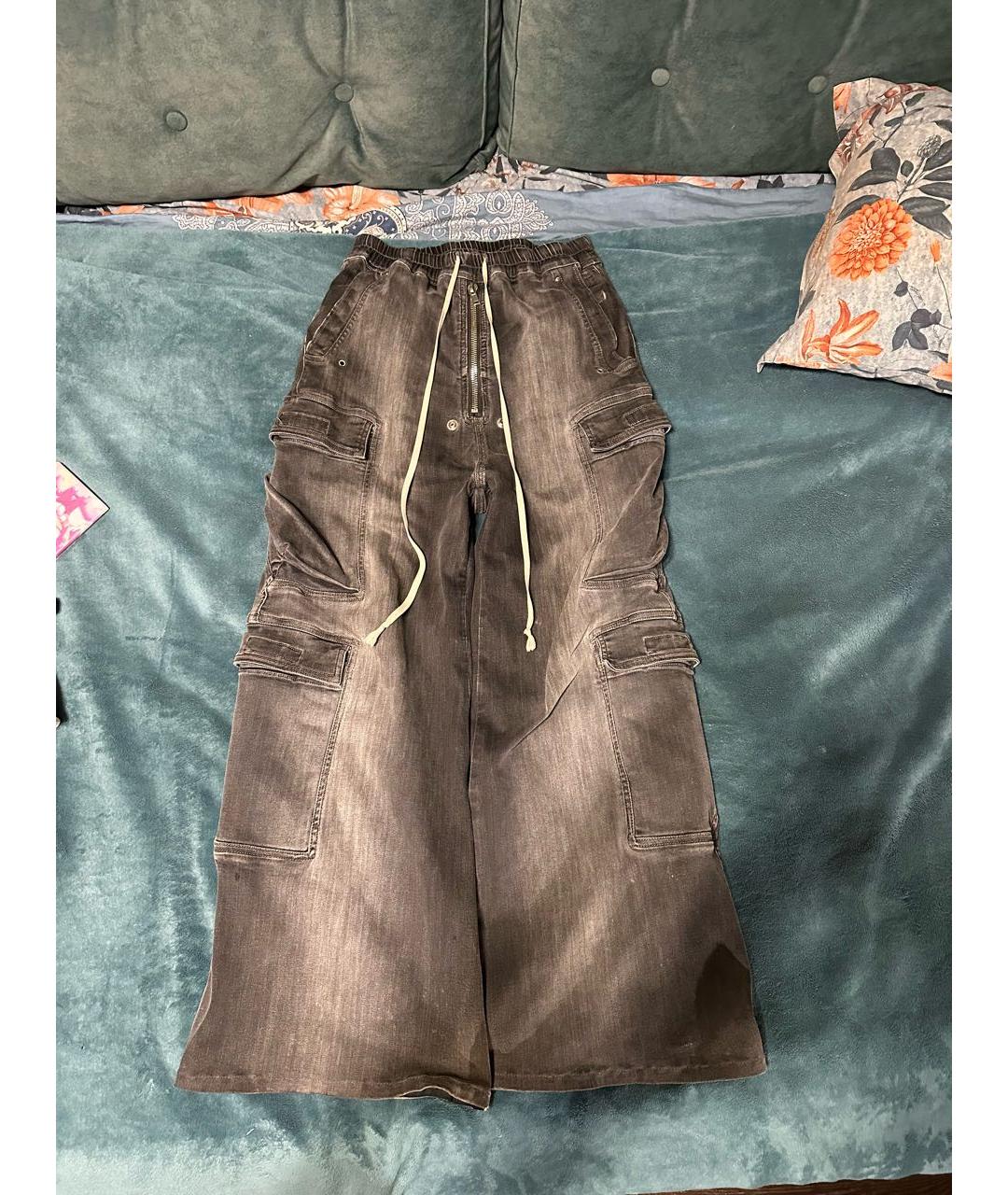RICK OWENS DRKSHDW Серые хлопко-кашемировые прямые джинсы, фото 8