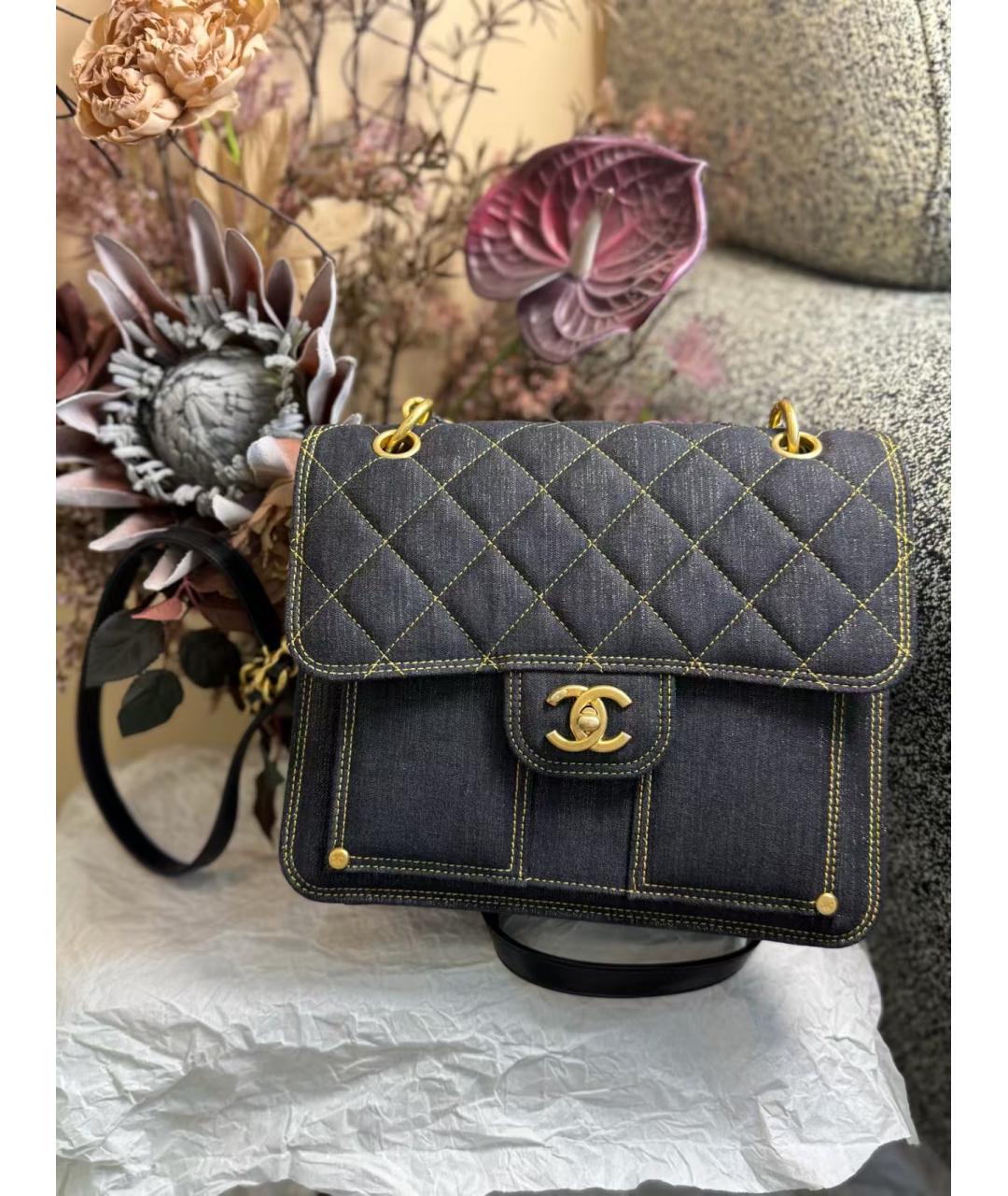 CHANEL Темно-синяя деним сумка через плечо, фото 2