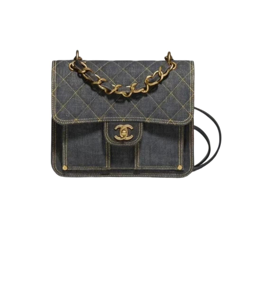 CHANEL Темно-синяя деним сумка через плечо, фото 5