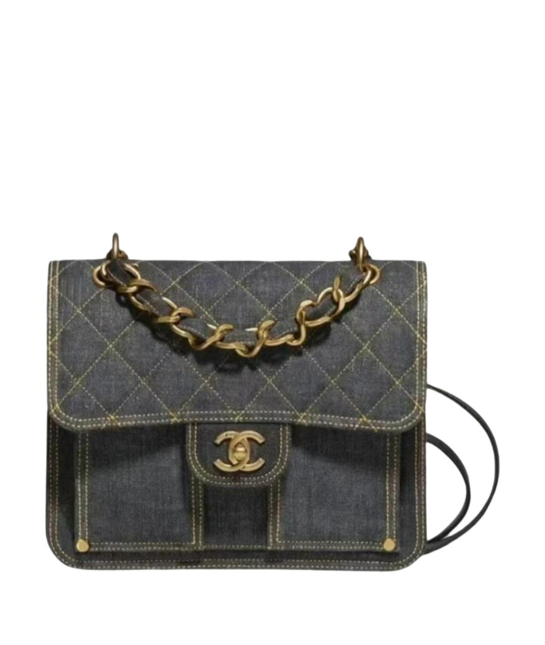 CHANEL Темно-синяя деним сумка через плечо, фото 1