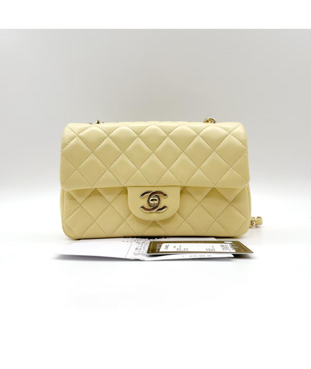 CHANEL Желтая кожаная сумка через плечо, фото 4
