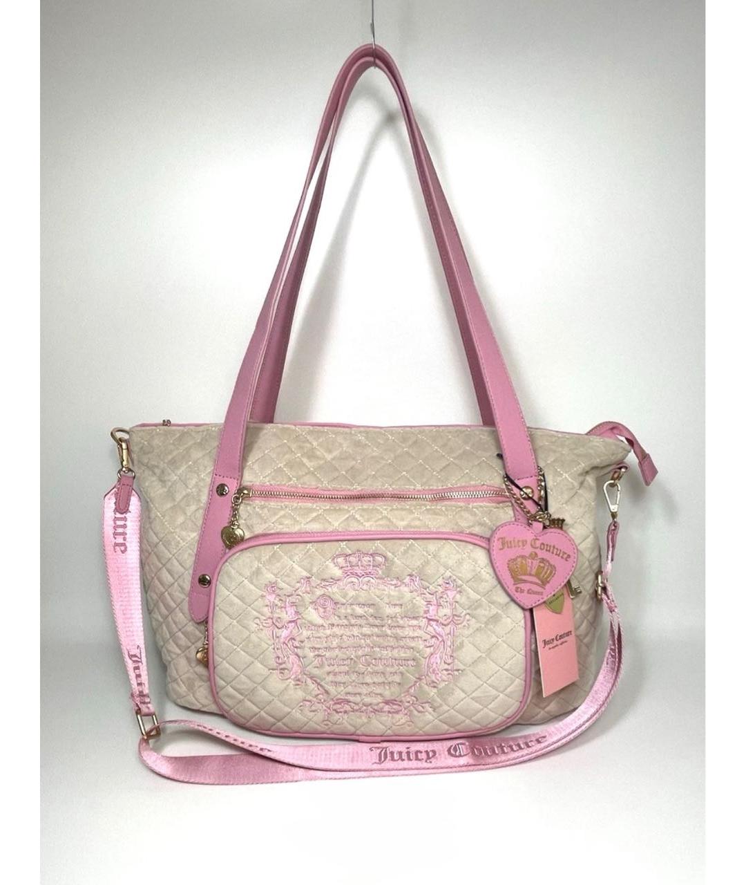 JUICY COUTURE Бежевая бархатная сумка тоут, фото 5