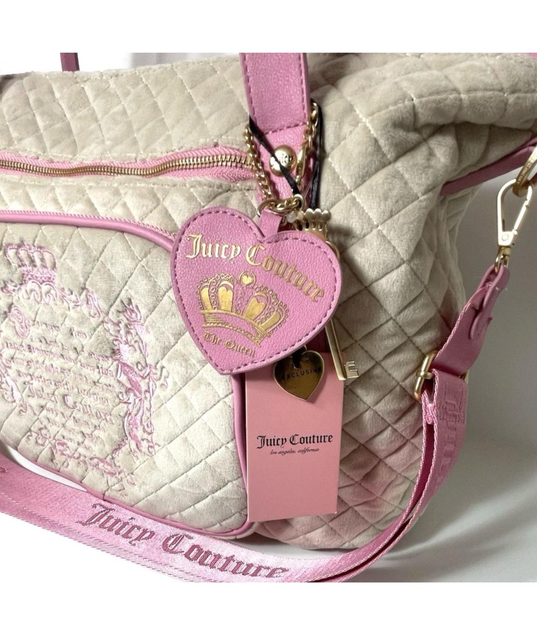 JUICY COUTURE Бежевая бархатная сумка тоут, фото 2