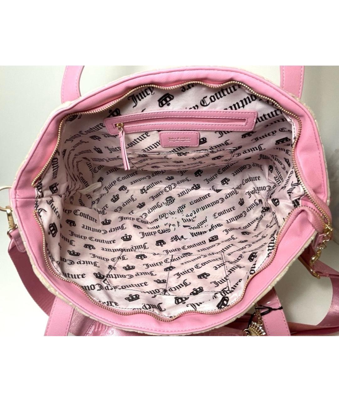 JUICY COUTURE Бежевая бархатная сумка тоут, фото 4