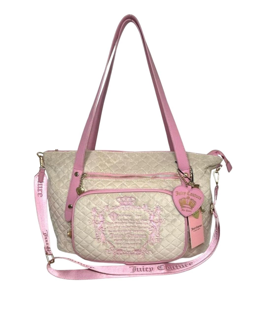 JUICY COUTURE Бежевая бархатная сумка тоут, фото 1