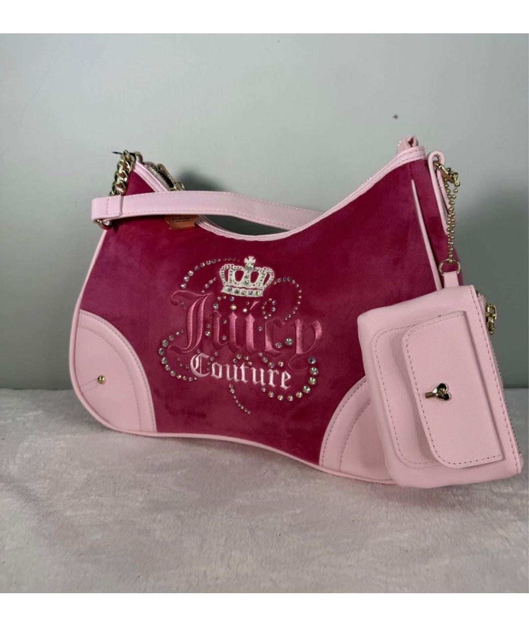 JUICY COUTURE Фуксия бархатная сумка через плечо, фото 2