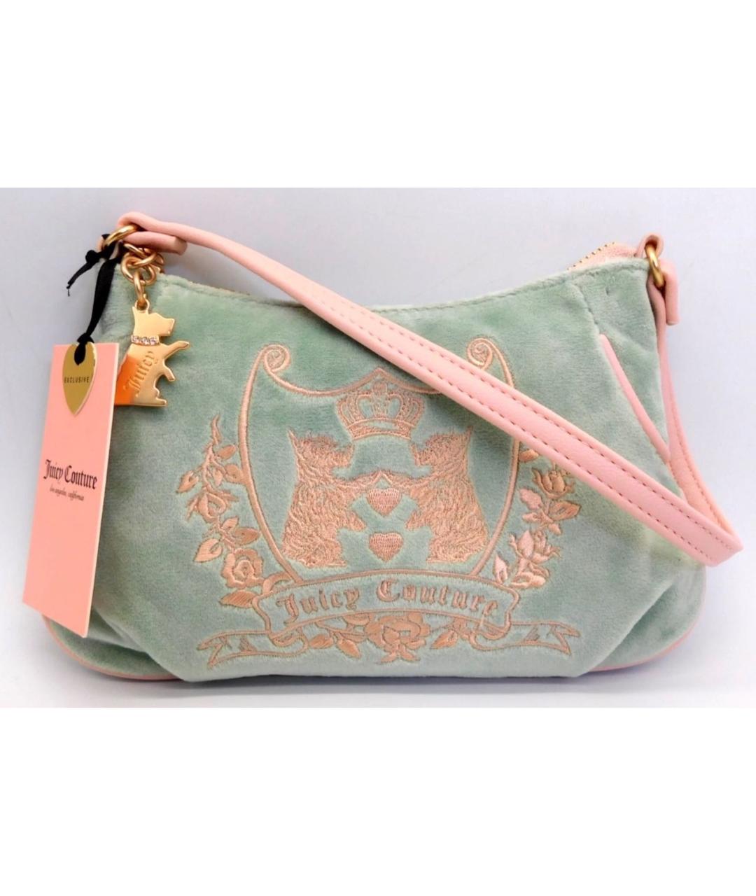 JUICY COUTURE Бирюзовая бархатная сумка через плечо, фото 5